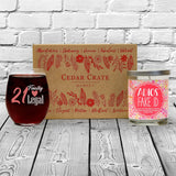 "21 Finally Legal" Wine Glass and "Adios Fake ID" Tropical Fruit Temptations Candle Gift Set