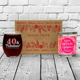 "40 & Fabulous" Wine Glass and "Happy Birthday Gorgeous"  Spiced Tobacco Flower Candle Gift Set