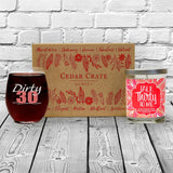 "Dirty 30" Wine Glass and "Talk Thirty To Me" Island Coconut Lime Candle Gift Set