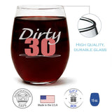 "Dirty 30" Wine Glass and "Straight Out Of My 20's" Island Coconut Lime Candle Gift Set