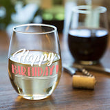 Happy birthday | 15oz Stemless Wine Glass
