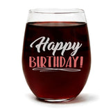 "Happy Birthday!" Wine Glass and "I Love That You're My Mom" Wild Huckleberry Candle Gift Set