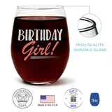 "Birthday Girl!" Wine Glass and "Gonna Party Like It's My Birthday" Bamboo Forest Candle Gift Set