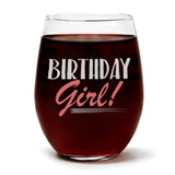 "Birthday Girl!" Wine Glass and "Make A Wish" Bamboo Forest Candle Gift Set