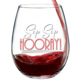 Sip Sip Hooray | 15oz Stemless Wine Glass