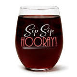 "Sip Sip Hooray!" Wine Glass and "Today is a Good Day" Orange Zest Candle Gift Set