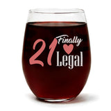 "21 Finally Legal" Wine Glass and "Twenty One" Tropical Fruit Temptations Candle Gift Set