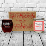 "Birthday Girl" Wine Glass and "Happy Birthday" Vanilla Sandalwood Candle Gift Set