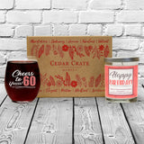 "Cheers to 60 Years" Wine Glass and "Happy Birthday" Vanilla Sandalwood Candle Gift Set