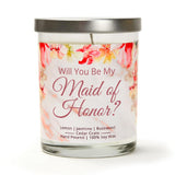 "Maid Of Honor" Wine Glass and "Will You Be My Maid Of Honor?" Jasmine Blossom Candle Gift Set
