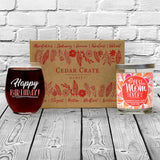 "Happy Birthday!" Wine Glass and "Best Mom Ever" Wild Huckleberry Candle Gift Set