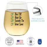 "Bra Off, Hair Up, Sweats On, Wine Gone" Wine Glass and "I Can't Adult Today" Bamboo Forest Candle Gift Set