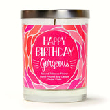 "40 & Fabulous" Wine Glass and "Happy Birthday Gorgeous"  Spiced Tobacco Flower Candle Gift Set