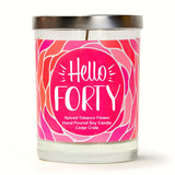 "40 & Fabulous" Wine Glass and "Hello Forty" Spiced Tobacco Flower Candle Gift Set