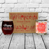 "Happy Birthday!" Wine Glass and "I Love You More Than My Sibling Does - Your Favorite" Wild Huckleberry Candle Gift Set
