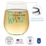 "It's Not Drinking Alone If The Dog Is Home" Wine Glass and "Namast'ay Home With My Dog" French Lavender Candle Gift Set