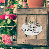 "Live Love Teach” | Oval Ceramic Wall Sign | 8 3/4" x 6” x 5/16”