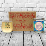 "Bra Off, Hair Up, Sweats On, Wine Gone" Wine Glass and "My Adulting Is Done For Today" Bamboo Forest Candle Gift Set
