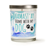 "It's Not Drinking Alone If The Dog Is Home" Wine Glass and "Namast'ay Home With My Dog" French Lavender Candle Gift Set