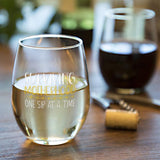 Surviving Motherhood One Sip At A Time | 15oz Stemless Wine Glass