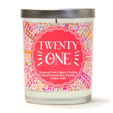 "21 Finally Legal" Wine Glass and "Twenty One" Tropical Fruit Temptations Candle Gift Set