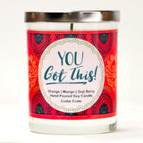 "Sip Sip Hooray!" Wine Glass and "You Got This!" Orange Zest Candle Gift Set