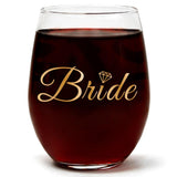 "Bride" Wine Glass and "Miss to Mrs." Jasmine Blossom Candle Gift Set