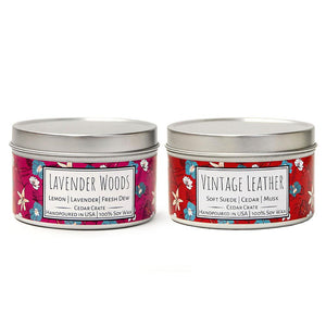 Wild Escapes | Lavender Woods | Vintage Leather | 100% Soy Wax Candle