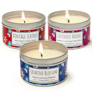 Wild Escapes | Jasmine Blossom | Lavender Woods | Vintage Leather | 100% Soy Wax Candle